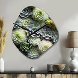 Green Succulents Flowers Serene Succulents II - Asymmetric Metal Wall Clock