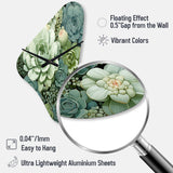Green Succulents Flowers Serene Succulents IV - Asymmetric Metal Wall Clock
