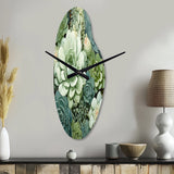 Green Succulents Flowers Serene Succulents IV - Asymmetric Metal Wall Clock