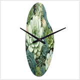Green Succulents Flowers Serene Succulents IV - Asymmetric Metal Wall Clock