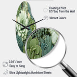 Green Succulents Flowers Serene Succulents IV - Asymmetric Metal Wall Clock