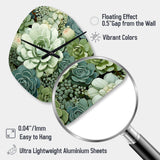Green Succulents Flowers Serene Succulents IV - Asymmetric Metal Wall Clock