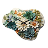 Green Succulents Flowers Serene Succulents VI - Asymmetric Metal Wall Clock