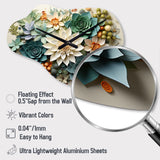 Green Succulents Flowers Serene Succulents VI - Asymmetric Metal Wall Clock