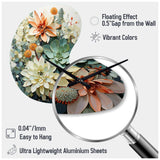 Green White Succulents Flowers Serene Succulents I - Asymmetric Metal Wall Clock