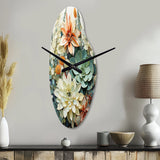 Green White Succulents Flowers Serene Succulents I - Asymmetric Metal Wall Clock