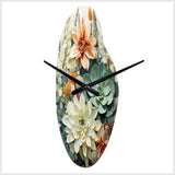 Green White Succulents Flowers Serene Succulents I - Asymmetric Metal Wall Clock