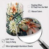 Green White Succulents Flowers Serene Succulents I - Asymmetric Metal Wall Clock
