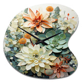 Green White Succulents Flowers Serene Succulents I - Asymmetric Metal Wall Clock