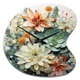 Green White Succulents Flowers Serene Succulents I - Asymmetric Metal Wall Clock