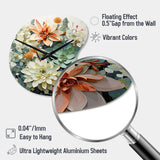 Green White Succulents Flowers Serene Succulents I - Asymmetric Metal Wall Clock