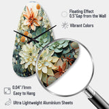 Green White Succulents Flowers Serene Succulents I - Asymmetric Metal Wall Clock