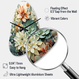 Green White Succulents Flowers Serene Succulents I - Asymmetric Metal Wall Clock