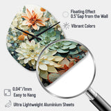Green White Succulents Flowers Serene Succulents I - Asymmetric Metal Wall Clock