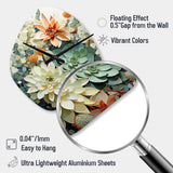 Green White Succulents Flowers Serene Succulents I - Asymmetric Metal Wall Clock