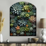 Green Succulents Natures Sculptures - Asymmetric Metal Wall Clock