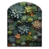 Green Succulents Natures Sculptures - Asymmetric Metal Wall Clock