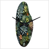 Green Succulents Natures Sculptures - Asymmetric Metal Wall Clock