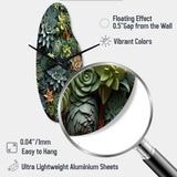 Green Succulents Natures Sculptures - Asymmetric Metal Wall Clock
