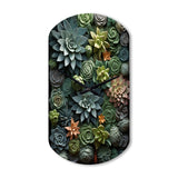 Green Succulents Natures Sculptures - Asymmetric Metal Wall Clock