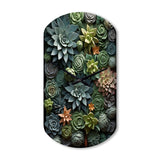 Green Succulents Natures Sculptures - Asymmetric Metal Wall Clock