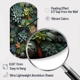 Green Succulents Natures Sculptures - Asymmetric Metal Wall Clock