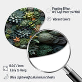 Green Succulents Natures Sculptures - Asymmetric Metal Wall Clock