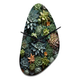 Green Succulents Natures Sculptures - Asymmetric Metal Wall Clock