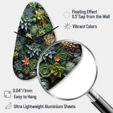 Green Succulents Natures Sculptures - Asymmetric Metal Wall Clock