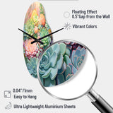 Green Succulents Succulent Dreams - Asymmetric Metal Wall Clock