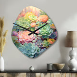 Green Succulents Succulent Dreams - Asymmetric Metal Wall Clock