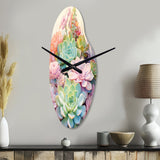 Green Pink Succulents Succulent Serenade - Asymmetric Metal Wall Clock