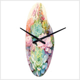 Green Pink Succulents Succulent Serenade - Asymmetric Metal Wall Clock
