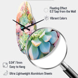 Green Pink Succulents Succulent Serenade - Asymmetric Metal Wall Clock