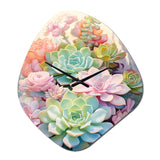 Green Pink Succulents Succulent Serenade - Asymmetric Metal Wall Clock