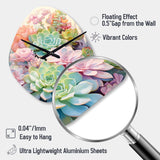 Green Pink Succulents Succulent Serenade - Asymmetric Metal Wall Clock
