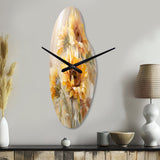 Beige Sunflowers Romantic Impression V - Asymmetric Metal Wall Clock