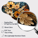 Abstract Sunflowers Symphony - Asymmetric Metal Wall Clock