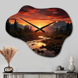 Sunrise Morning At The River - Asymmetric Metal Wall Clock