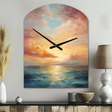 Ocean Sunset Celestial Symphony - Asymmetric Metal Wall Clock