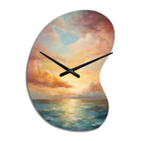 Ocean Sunset Celestial Symphony - Asymmetric Metal Wall Clock