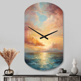 Ocean Sunset Celestial Symphony - Asymmetric Metal Wall Clock