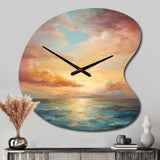 Ocean Sunset Celestial Symphony - Asymmetric Metal Wall Clock