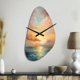 Ocean Sunset Celestial Symphony - Asymmetric Metal Wall Clock