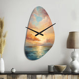 Ocean Sunset Celestial Symphony - Asymmetric Metal Wall Clock