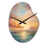 Ocean Sunset Celestial Symphony - Asymmetric Metal Wall Clock