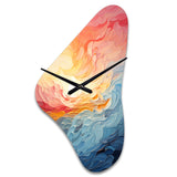 Bold Pastel Sunset I - Asymmetric Metal Wall Clock