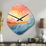Bold Pastel Sunset I - Asymmetric Metal Wall Clock