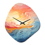 Bold Pastel Sunset I - Asymmetric Metal Wall Clock