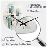 Grey Suprematism Geometric Symphony II - Asymmetric Metal Wall Clock